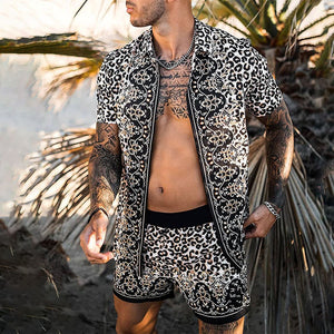 Men leopard print Hawaiian 2023 Summer