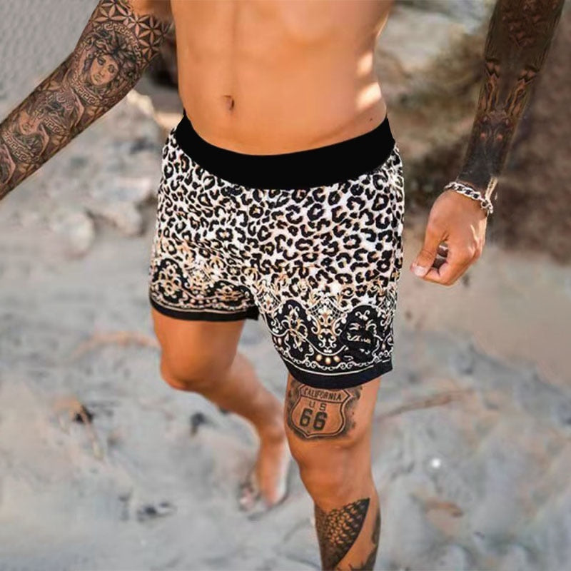 Men leopard print Hawaiian 2023 Summer